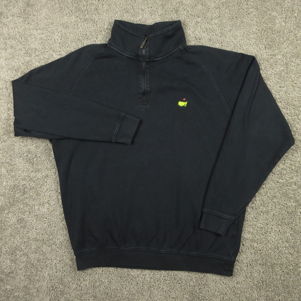 Masters Collection Sweater Mens Large Black Augusta National 1/4 Zip Pullover